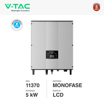 V-Tac VT-6605105 Inverter On Grid 5kW Monofase IP65 con Display