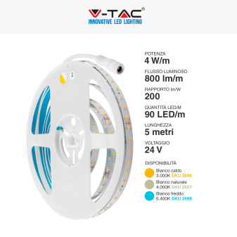 V-Tac VT-2835-90 Striscia LED Flessibile 20W SMD Monocolore 90