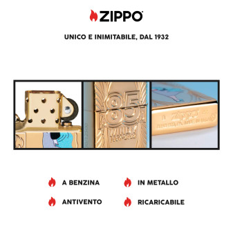 Zippo Accendino a Benzina Ricaricabile ed Antivento con Fantasia Windy 85th Anniversary Collectible