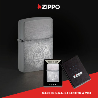 Zippo Accendino a Benzina Ricaricabile ed Antivento con Fantasia Spade Skull Design - mod. 48500