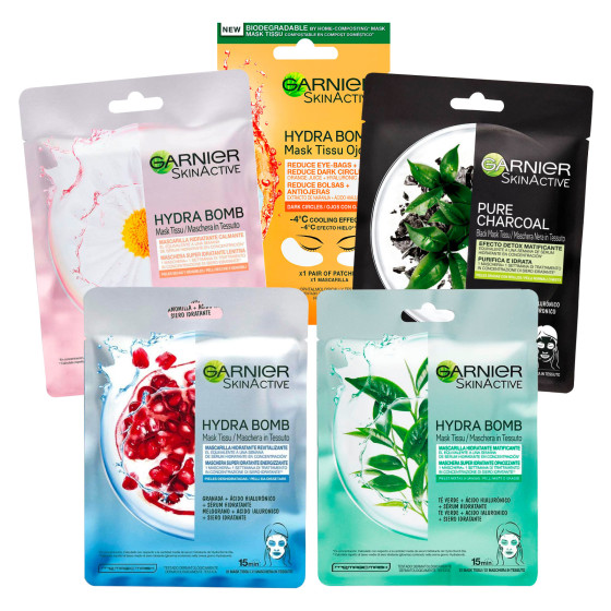 Garnier Kit SkinActive Hydra Bomb Maschere in Tessuto e Maschera Garnier Kit SkinActive Hydra Bomb Maschere in Tessuto e Maschera