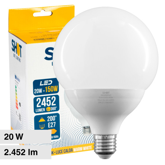 Bot Lighting Shot Lampadina LED E27 20W Bulb G120 Globo SMD - mod. Bot Lighting Shot Lampadina LED E27 20W Bulb G120 Globo SMD - mod.