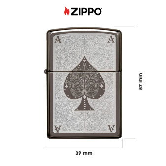 Zippo Accendino a Benzina Ricaricabile ed Antivento con Fantasia Ace