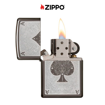 Zippo Accendino a Benzina Ricaricabile ed Antivento con Fantasia Ace