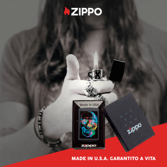 Accendino Zippo 28042 Colorful Skull Ricaricabile Antivento