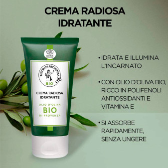 Tesori di Provenza Crema Radiosa Idratante per Viso con Olio d'Oliva Biologico - Flacone da 50ml