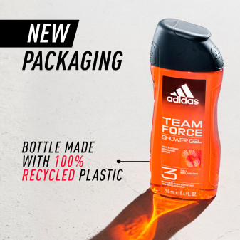 Adidas Team Force Shower Gel Bagnoschiuma 3in1 per Corpo Capelli e