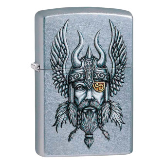 Zippo Accendino a Benzina Ricaricabile ed Antivento con Fantasia Viking...