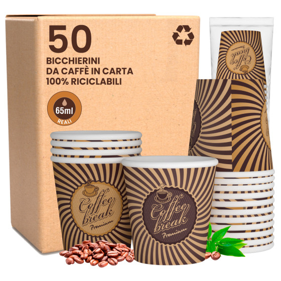 Bicchierini da Caffè in Carta Riciclabile con Fantasia VintageCUP da 65ml - Confezione da 50 Bicchierini da Caffè in Carta Riciclabile con Fantasia VintageCUP da 65ml - Confezione da 50
