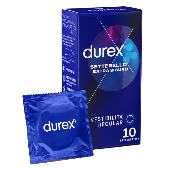 Preservativi Durex Settebello Extra Sicuro con Forma Easy On - Confezione da 10 Profilattici Preservativi Durex Settebello Extra Sicuro con Forma Easy On - Confezione da 10 Profilattici