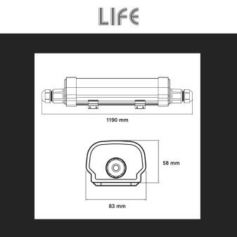 Life Tubo LED Plafoniera 60W Lampadina SMD IP65 120cm - mod.