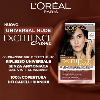 L'Oréal Paris Excellence Creme Universal Nude Colorazione Permanente 2U Bruno Universale Triplo