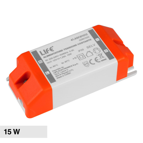 Alimentatore a Tensione Costante 15W per LED 12V Life Alimentatore a Tensione Costante 15W per LED 12V Life