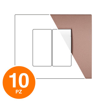 MAPAM Placca Tecnopolimero ART 2P Bronzo - Confezione 10pz - mod. 8002-14 - Compatibile con BTicino LIVING