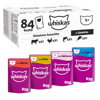 Whiskas Selezione Assortita in Gelatina Cibo per Gatti Adulti Gusto Manzo...