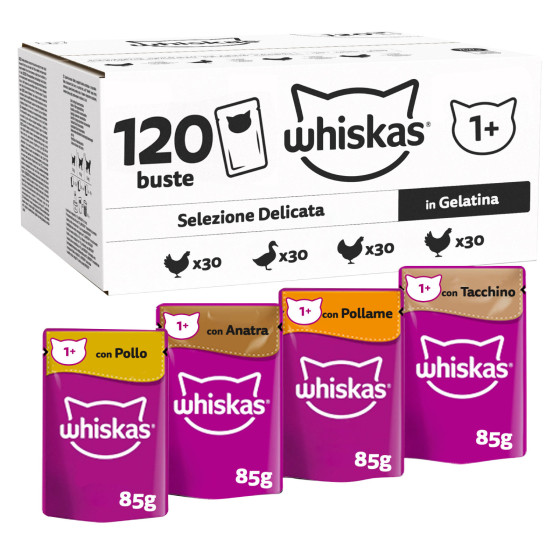 Cibo Gatti 120 Bustine Pollo Anatra Tacchino Pollame Whiskas Cibo Gatti 120 Bustine Pollo Anatra Tacchino Pollame Whiskas