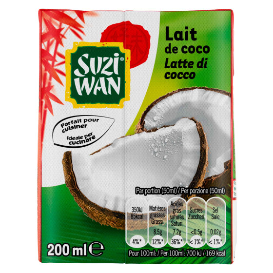 Latte di Cocco da 200ml Ideale in Cucina Suzi Wan Latte di Cocco da 200ml Ideale in Cucina Suzi Wan