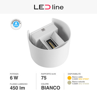 Lampada LED Muro 6W SMD IP54 Applique LED Line Lite Bianca
