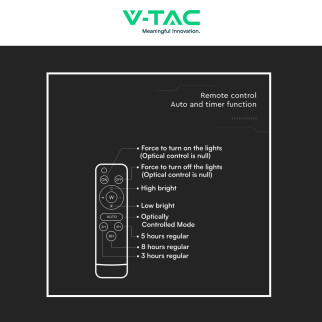 VT-55200 Faro LED 16W con Pannello Solare IP65 Nero V-Tac