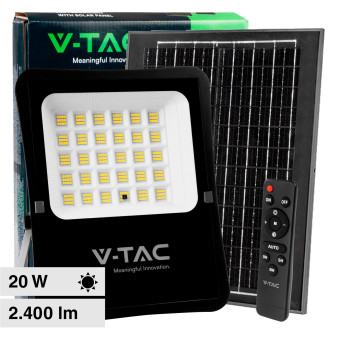 V-Tac VT-55300 Faro LED Floodlight 20W IP65 con Pannello Solare e Telecomando...