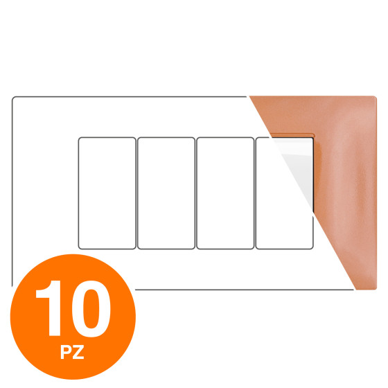 MAPAM Placca Tecnopolimero GEM 4P Arancio - Confezione 10pz - mod. 6004-16 - Compatibile con Vimar PLANA