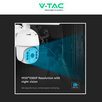 VT-11024-WIFI Telecamera di Sorveglianza PTZ Bianca V-Tac