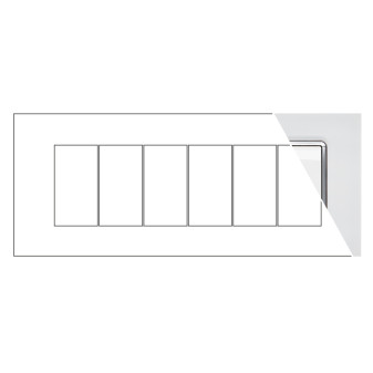 MAPAM Placca Vetro JOY 6P Bianco - mod. 5006BL-1 - Compatibile con BTicino MATIX