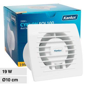 Kanlux Cyklon EOL100T Aspiratore da Canale 19W IPX4 con Timer di Spegnimento...