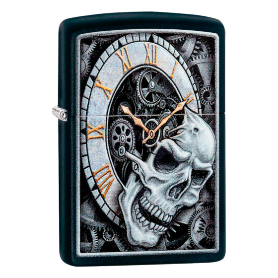 Accendino Zippo 29854 Skull Clock Design Ricaricabile Accendino Zippo 29854 Skull Clock Design Ricaricabile
