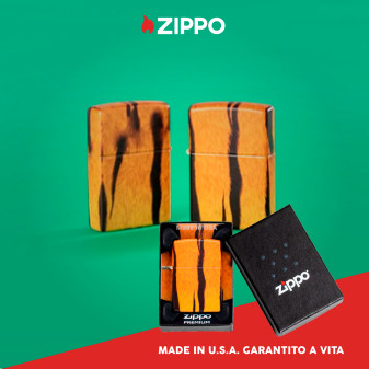 Accendino Zippo Premium 48217 Tiger Print Designs Antivento