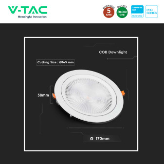 VT-2-20 Faretto LED 20W da Incasso Chip Samsung V-Tac Pro