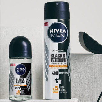 Deodorante Roll-On Uomo 48H Black&White Invisible Nivea Men