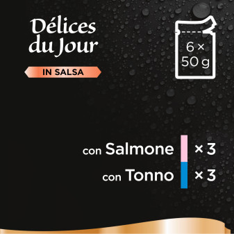 Sheba Délices Du Jour in Salsa Gatti Salmone e Tonno 6 Buste da 50g