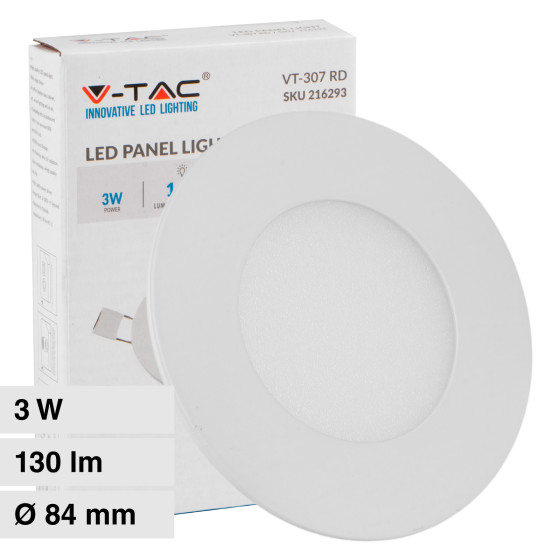 VT-307 RD Mini Pannello LED Rotondo 3W SMD da Incasso V-Tac VT-307 RD Mini Pannello LED Rotondo 3W SMD da Incasso V-Tac