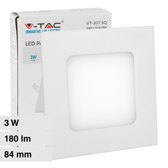 VT-307 Mini Pannello LED SMD Quadrato 3W da Incasso V-Tac VT-307 Mini Pannello LED SMD Quadrato 3W da Incasso V-Tac