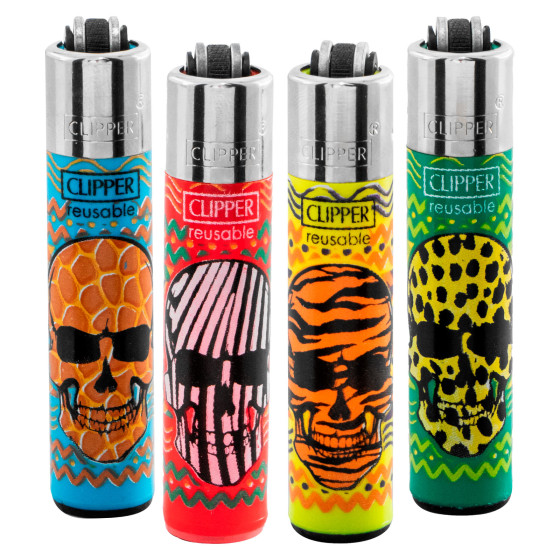 Clipper Wild Skulls 1 Ricaricabili 4 Accendini a Pietrina Clipper Wild Skulls 1 Ricaricabili 4 Accendini a Pietrina