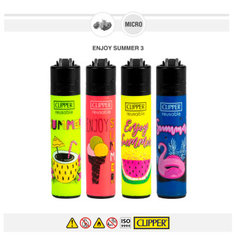 Clipper Enjoy Summer 3 Ricaricabili 4 Accendini a Pietrina