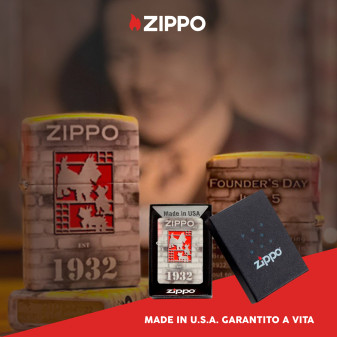 Accendino Zippo Premium mod. 48163 Founder's Day Design Ricaricabile
