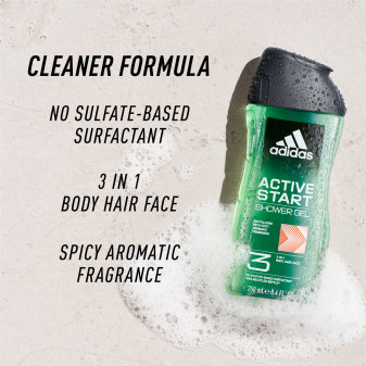 Active Start Shower Gel Uomo 3in1 Corpo Capelli Viso Adidas