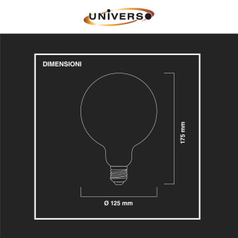 Lampadina LED E27 12W Globo G125 Filament Ambrata Universo