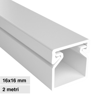 Elmark Canalina Passacavi 16x16 in Plastica Bianca e Coperchio Removibile...