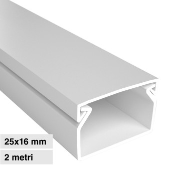 Elmark Canalina Passacavi 25x16 in Plastica Bianca e Coperchio Removibile...