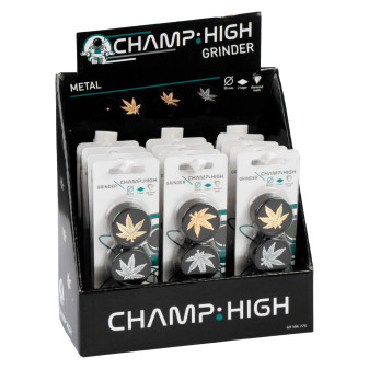 Tritatabacco in Metallo Nero Champ - 12 Blister da 3 Grinder