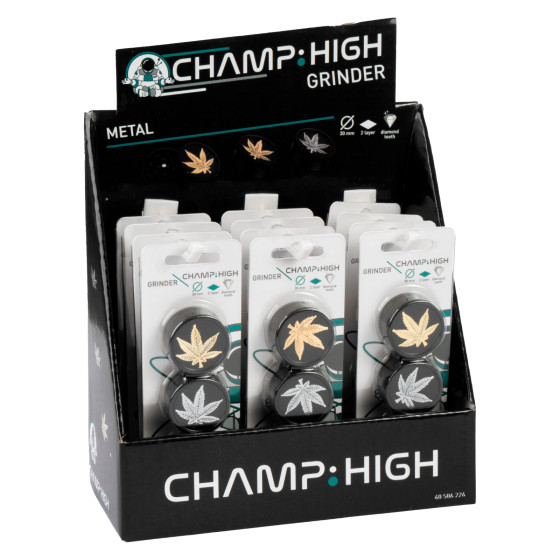 Tritatabacco in Metallo Nero Champ - 12 Blister da 3 Grinder Tritatabacco in Metallo Nero Champ - 12 Blister da 3 Grinder