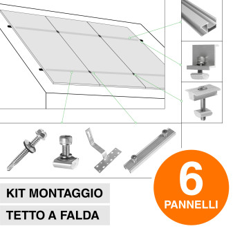 V-Tac Kit Struttura in Alluminio per Montaggio di 6 Pannelli Solari...