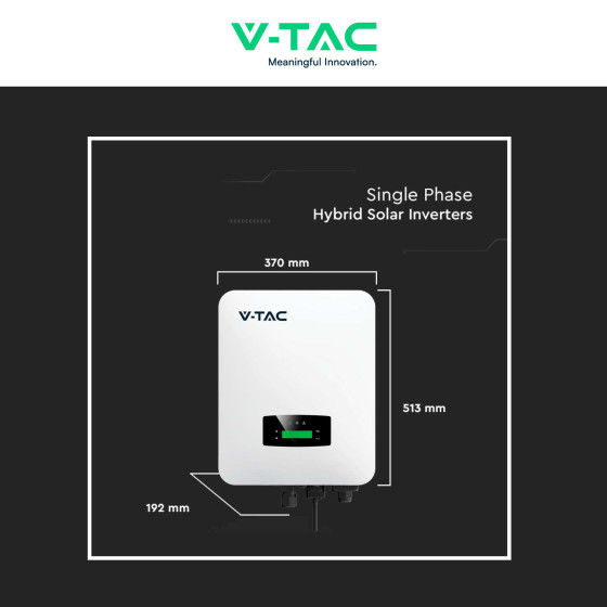 V-TAC VT-6607106 INVERTER IBRIDO 6KW MONOFASE IP65 CON DISPLAY LCD