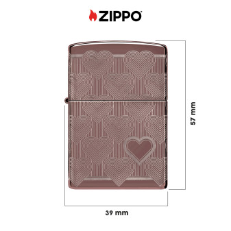 Accendino Zippo Premium mod. 49811 Heart Design Ricaricabile Antivento