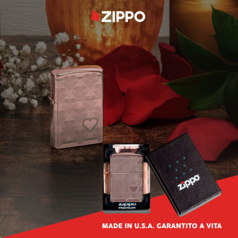 Accendino Zippo Premium mod. 49811 Heart Design Ricaricabile Antivento