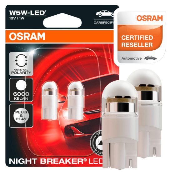 Osram Night Breaker LED Auto 1W Fari 12V - 2 Lampadine W5W Osram Night Breaker LED Auto 1W Fari 12V - 2 Lampadine W5W