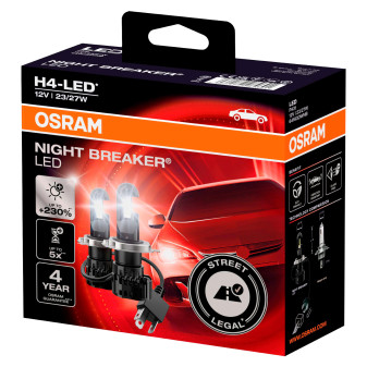 Osram Night Breaker LED Auto 23/27W Fari 12V - 2 Lampadine H4